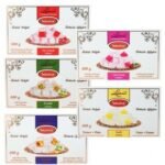 Sebahat Turkish Delight Lokum 5er Set mit Granatapfel, Rose, Natur, gemischte Nüsse und Pistazie 5 x 500 g