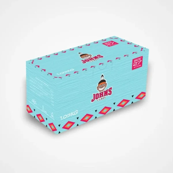 JOHNS Cubes Naturkohle 27mm 1kg (64 Stück) Shisha Kohle