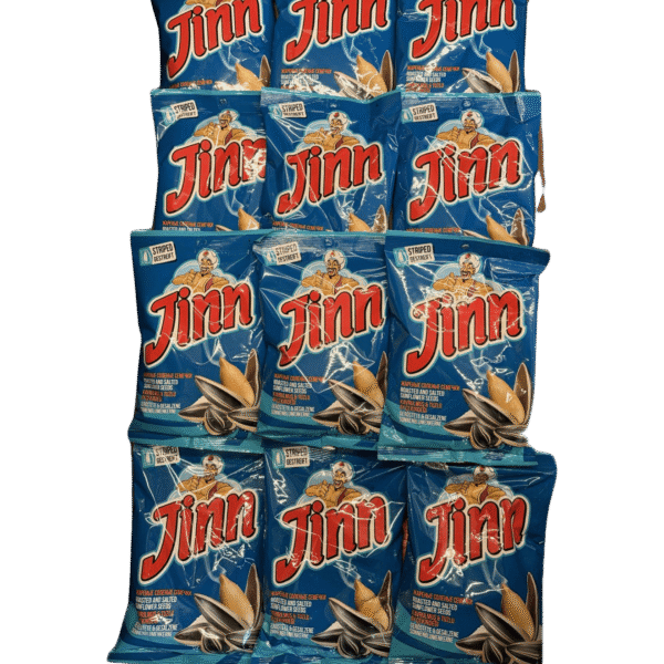 Jinn Sonnenblumenkerne 12x 250 g – geröstet, gesalzen, gestreift – hochwertiger Snack