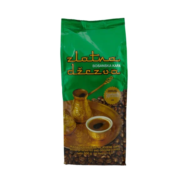 Bosnischer Kaffee Zlatna Džezva | Traditioneller gemahlener Kaffee | Geröstet | latna Džezva Bosna Kahvesi | Geleneksel Öğütülmüş Kahve | Kavrulmuş | 500 g