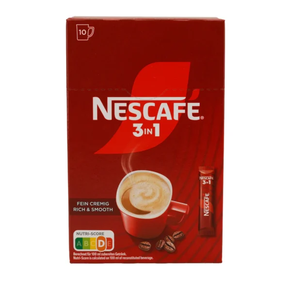 NESCAFÉ 3in1 Fein Cremig | Löslicher Kaffee mit Kaffeeweißer & Zucker | 10 Sticks | ESCAFÉ 3'ü 1 Arada Yumuşak İçim | Kahve Kremalı & Şekerli Hazır Kahve | 10 Tek Kullanımlık Paket (Stick) | 155 g