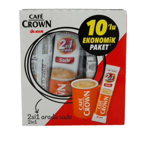 Instantkaffee Ülker | Café Crown 2in1 | Mit Kaffeeweißer, 10er Pack | Ülker Hazır Kahve | Café Crown 2'si 1 Arada | Süt Tozu / Kahve Kremalı, 10'lu Paket | 110 g