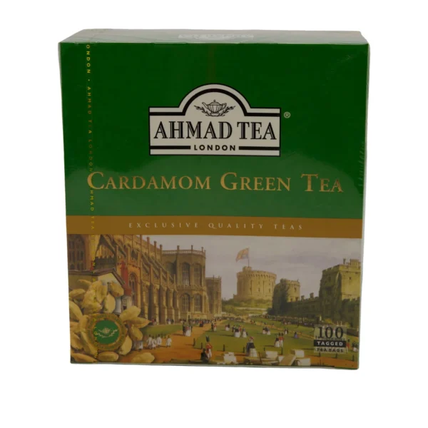 Grüntee Ahmad Tea | Cardamom Green Tea | Würzig-aromatisch mit Kardamom | 100 Teebeutel | Ahmad Tea Yeşil Çay | Cardamom Green Tea | Kakuleli Baharatlı ve Aromatik | 100 Süzen Poşet | 200g
