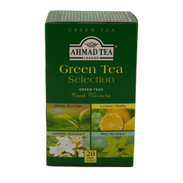 Grüntee-Auswahl Ahmad Tea | Green Tea Selection | 4 Sorten | Ahmad Tea Yeşil Çay Seçkisi | Green Tea Selection | 4 Çeşit | 20 Süzen Poşet | Deneme Kutusu 20 Teebeutel