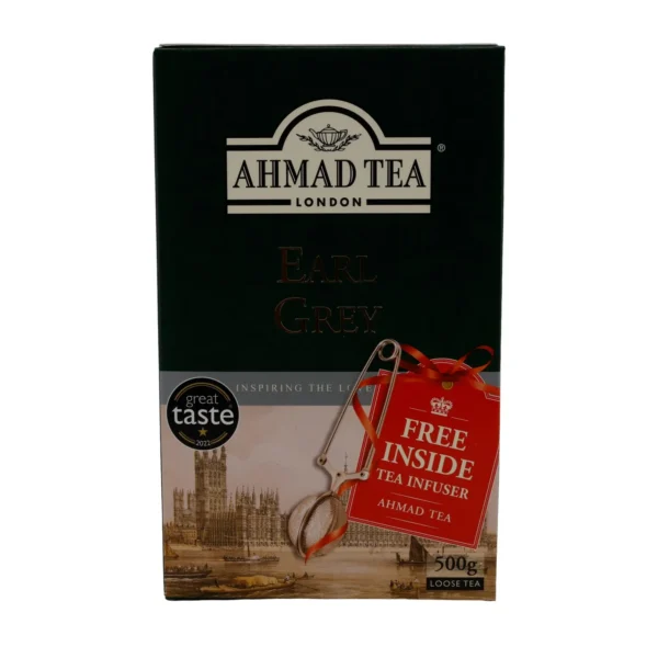Schwarztee Ahmad Tea | Earl Grey Loose Tea | Loser Tee mit Bergamotte | Ahmad Tea Siyah Çay | Earl Grey Loose Tea | Berkamot Aromalı Dökme Çay | 500 g inkl. Teesieb