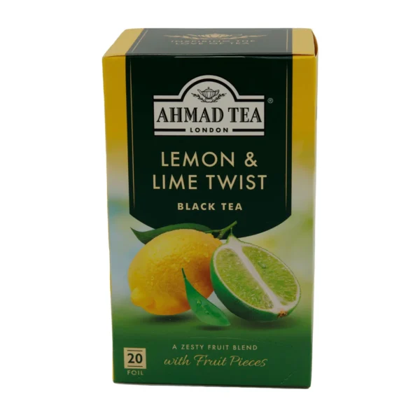 Schwarztee Ahmad Tea | Lemon & Lime Twist | Zitrus-Aroma mit Fruchtstücken | 20 Teebeutel | Ahmad Tea Siyah Çay | Lemon & Lime Twist | Meyve Parçacıklı Narenciye Aromalı 40g