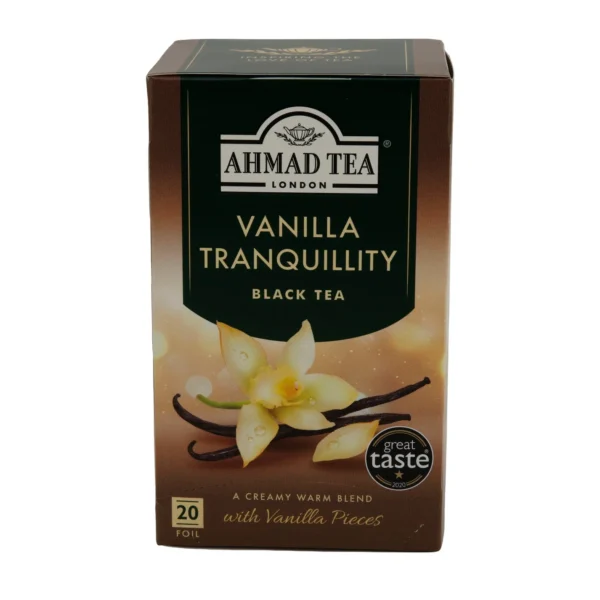 Schwarztee Ahmad Tea | Vanilla Tranquillity | Aromatisierter Schwarzer Tee mit echter Vanille | Ahmad Tea Siyah Çay | Vanilla Tranquillity | Gerçek Vanilyalı Aromalı Siyah Çay | 20 Teebeutel